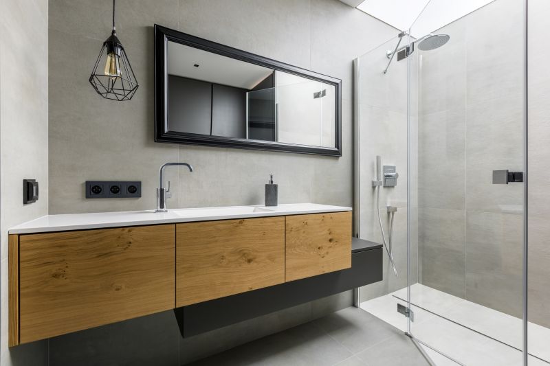 Modern bathroom renovation with floating vanity